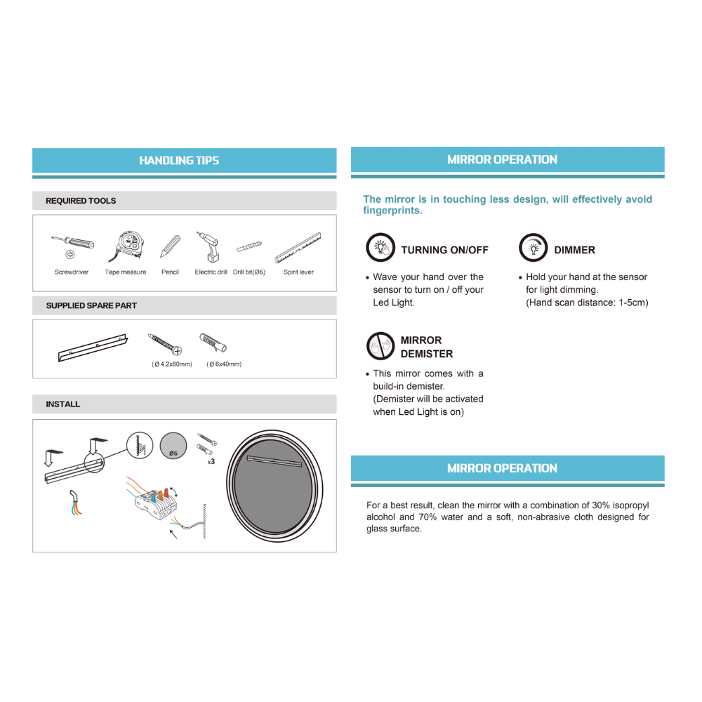 Aulic Beau Monde 450x900mm Framed LED Mirror Brushed Nickel - LMBM-450-BN