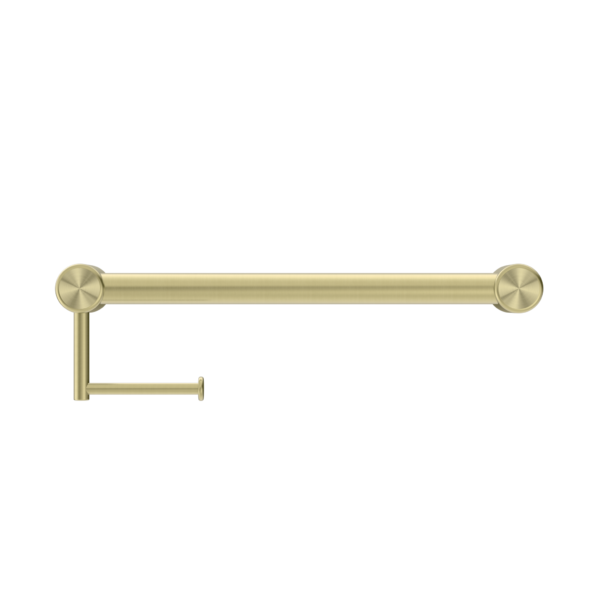 Calibre Mecca 32mm Grab Rail With Toilet Roll Holder 450mm Brushed Gold - NRCR3218ABG