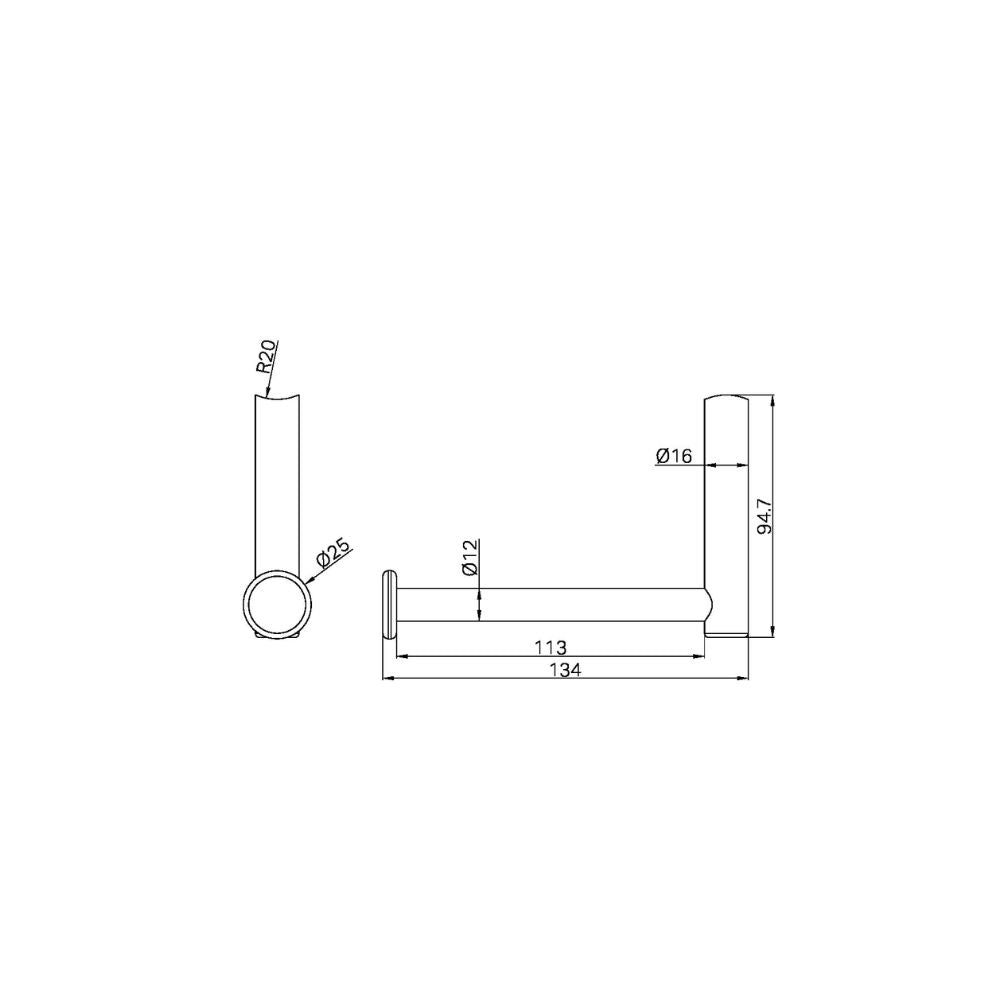 Calibre Mecca Bracket Add On Toilet Roll Holder Brushed Gold - NRCR3286aBG