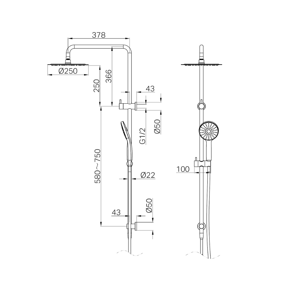 Dolce II Twin Shower Brushed Nickel - NR232105GBN