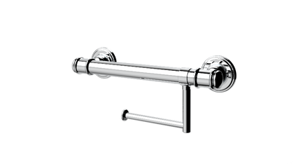 Glance York 32mm Grab Rail with Toilet Roll Holder 300 Chrome - R03H30C