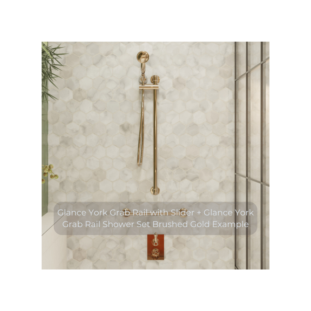 Glance York 32mm Grab Rail 900 with Slider Chrome + (R03S10C) Glance York 32mm Grab Rail Shower Set Chrome - R03S90C