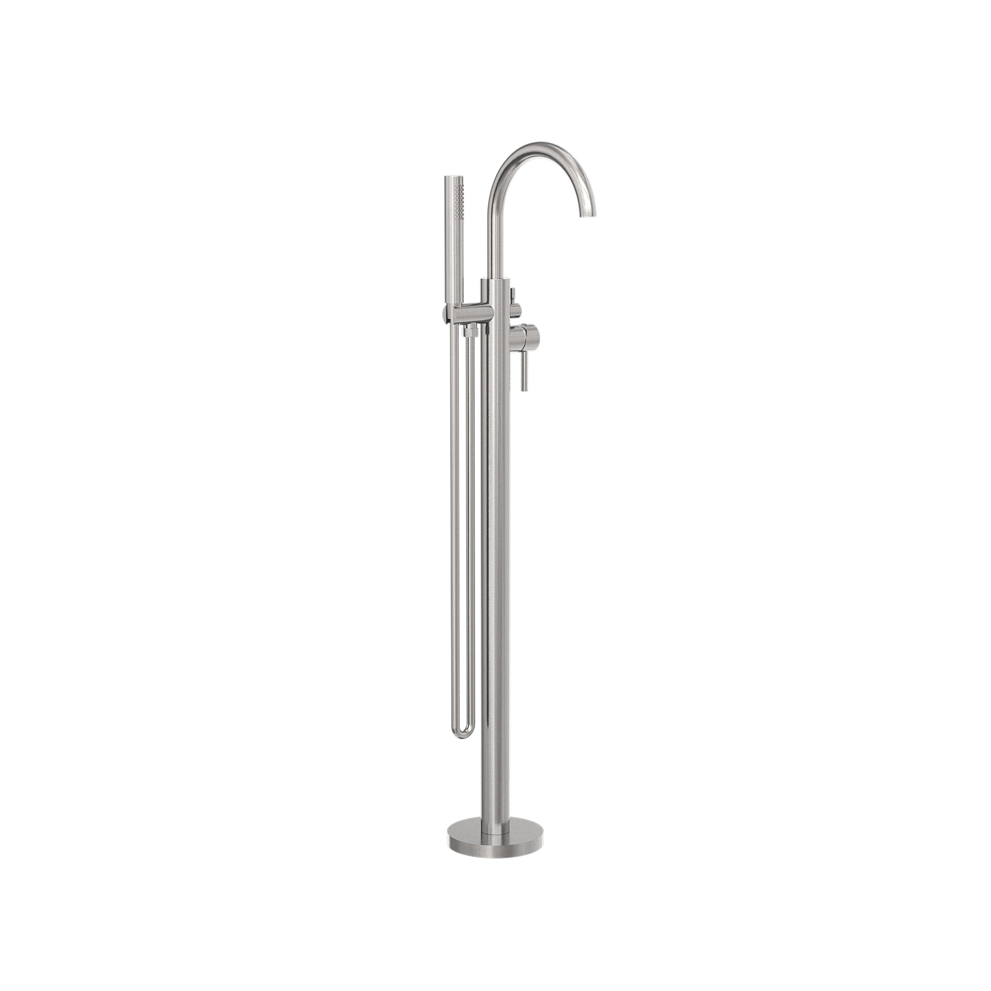 Mecca Round Freestanding Mixer With Hand Shower Brushed Nickel - NR210903aBN