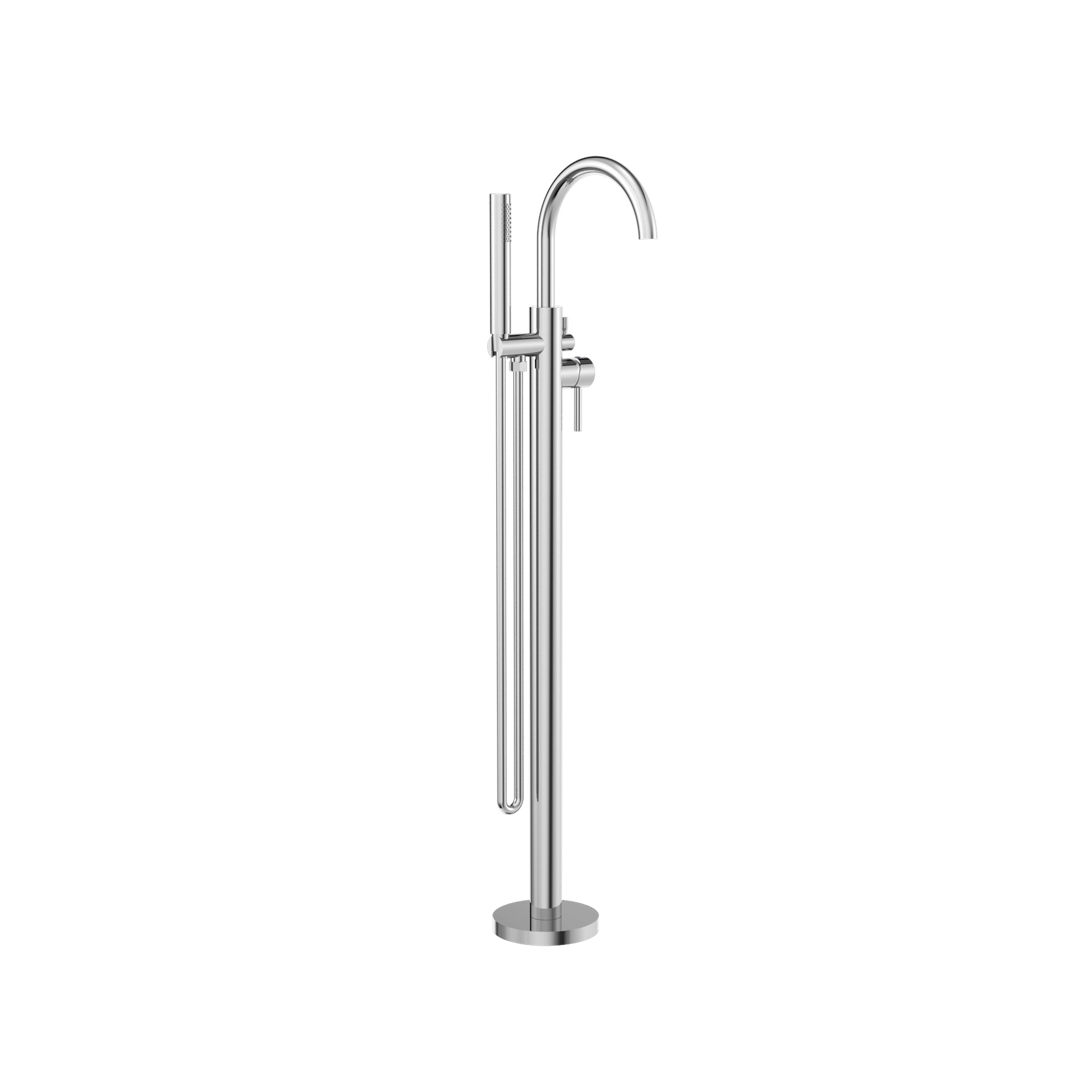 Mecca Round Freestanding Mixer With Hand Shower Chrome - NR210903aCH