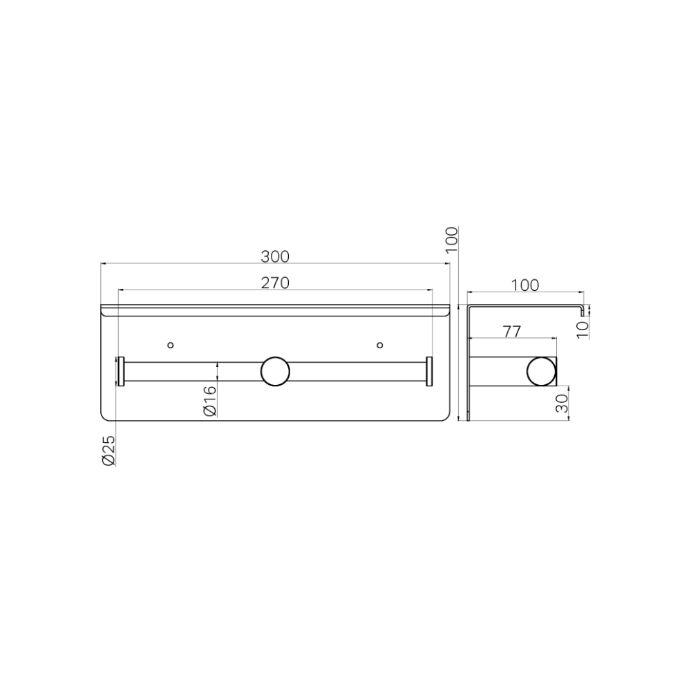 Mecca Double Toilet Roll Holder With Shelf Chrome - NR1986ECH