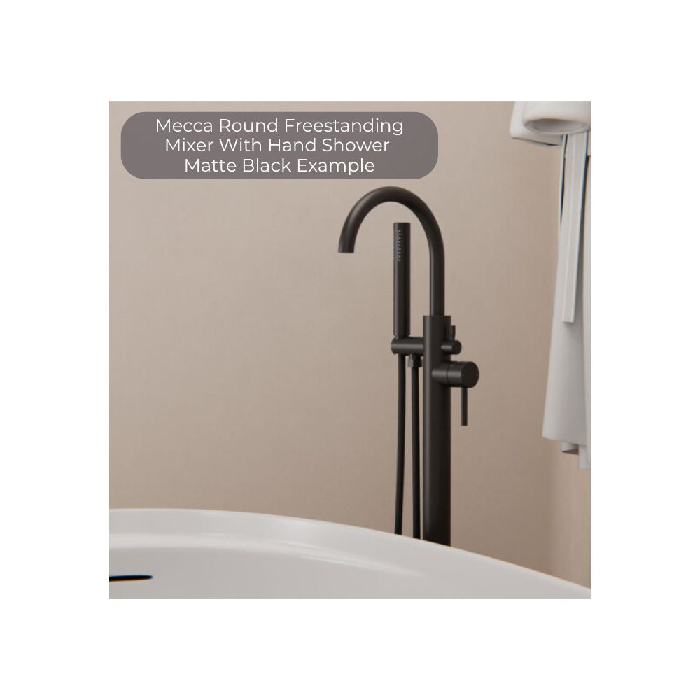 Mecca Round Freestanding Mixer With Hand Shower Gun Metal - NR210903aGM