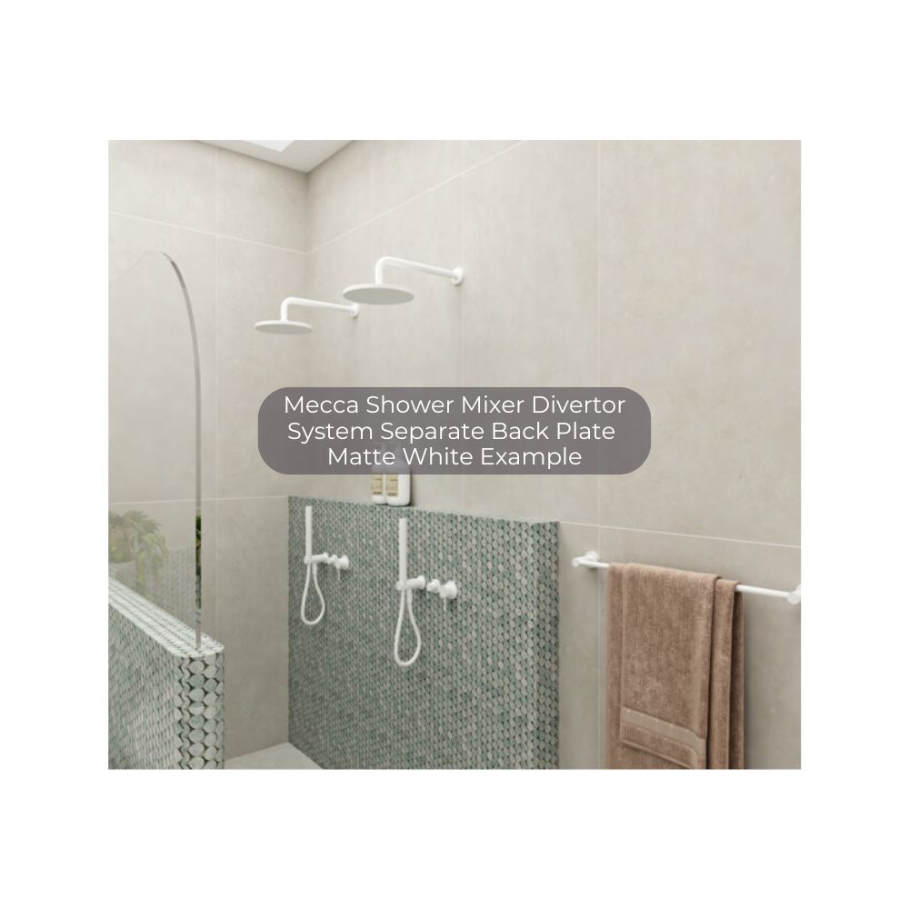 Mecca Shower Mixer Divertor System Separate Back Plate Matte White - NR221912FMW