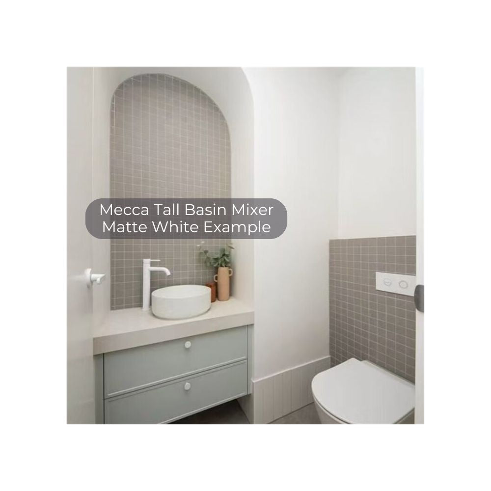 Mecca Tall Basin Mixer Matte White - NR221901aMW