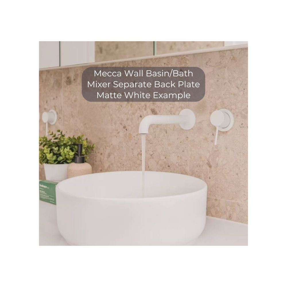 Mecca Wall Basin/Bath Mixer Separate Back Plate 120mm Matte White - NR221910c120MW