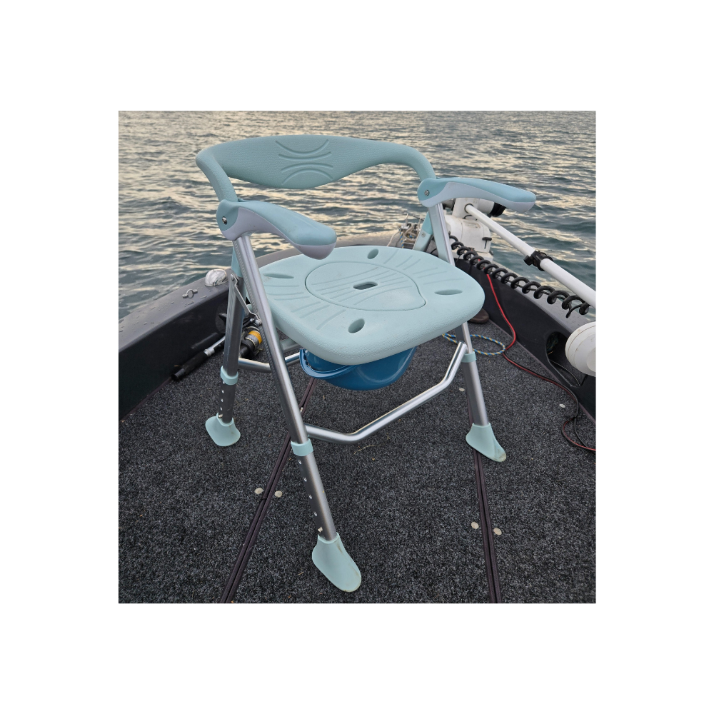 Shower Chair and Bathroom Commode Portable Lightweight Fold Up Aluminum 150kg - S03C3