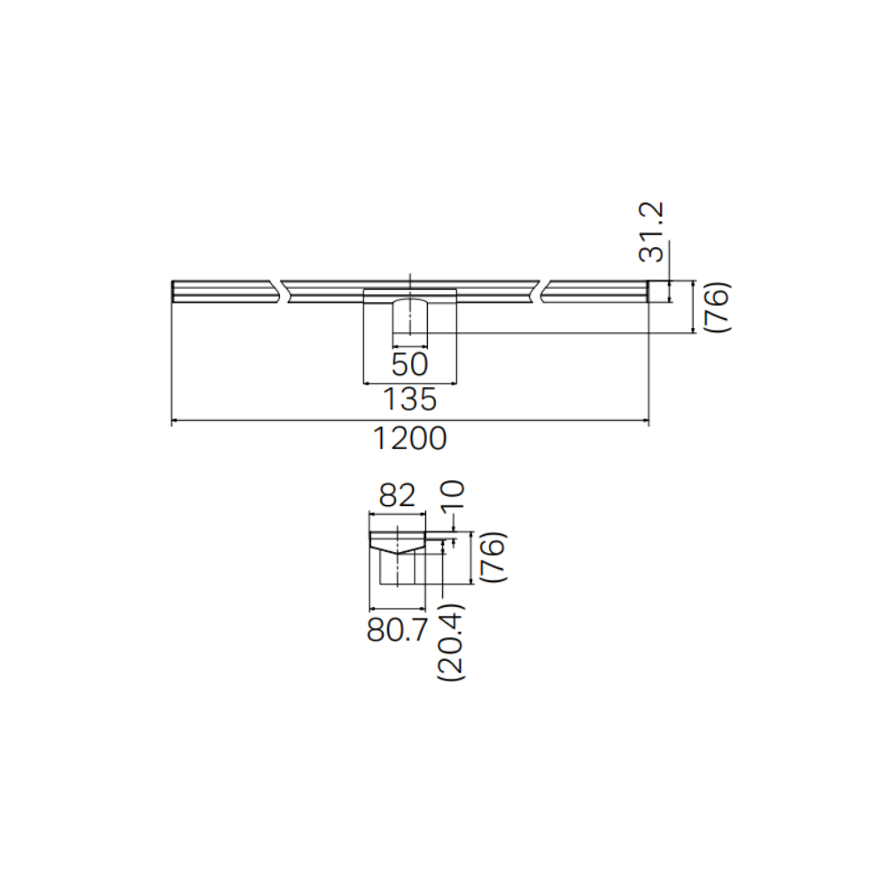 Tile Insert V Channel 1200x82mm Floor Grate 50mm Outlet Gun Metal - NRFG007HSGM