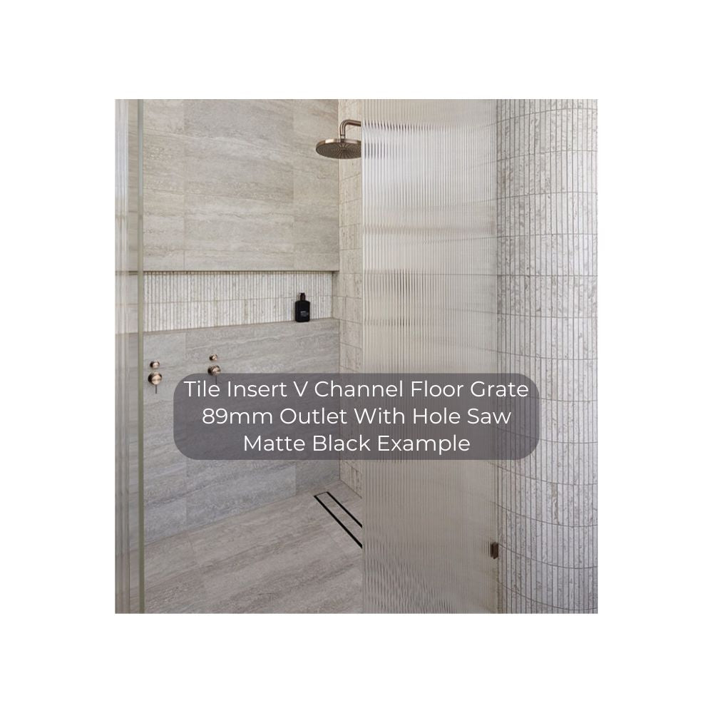 Tile Insert V Channel 900x106mm Floor Grate 90mm Outlet Matte Black - NRFG001HSMB