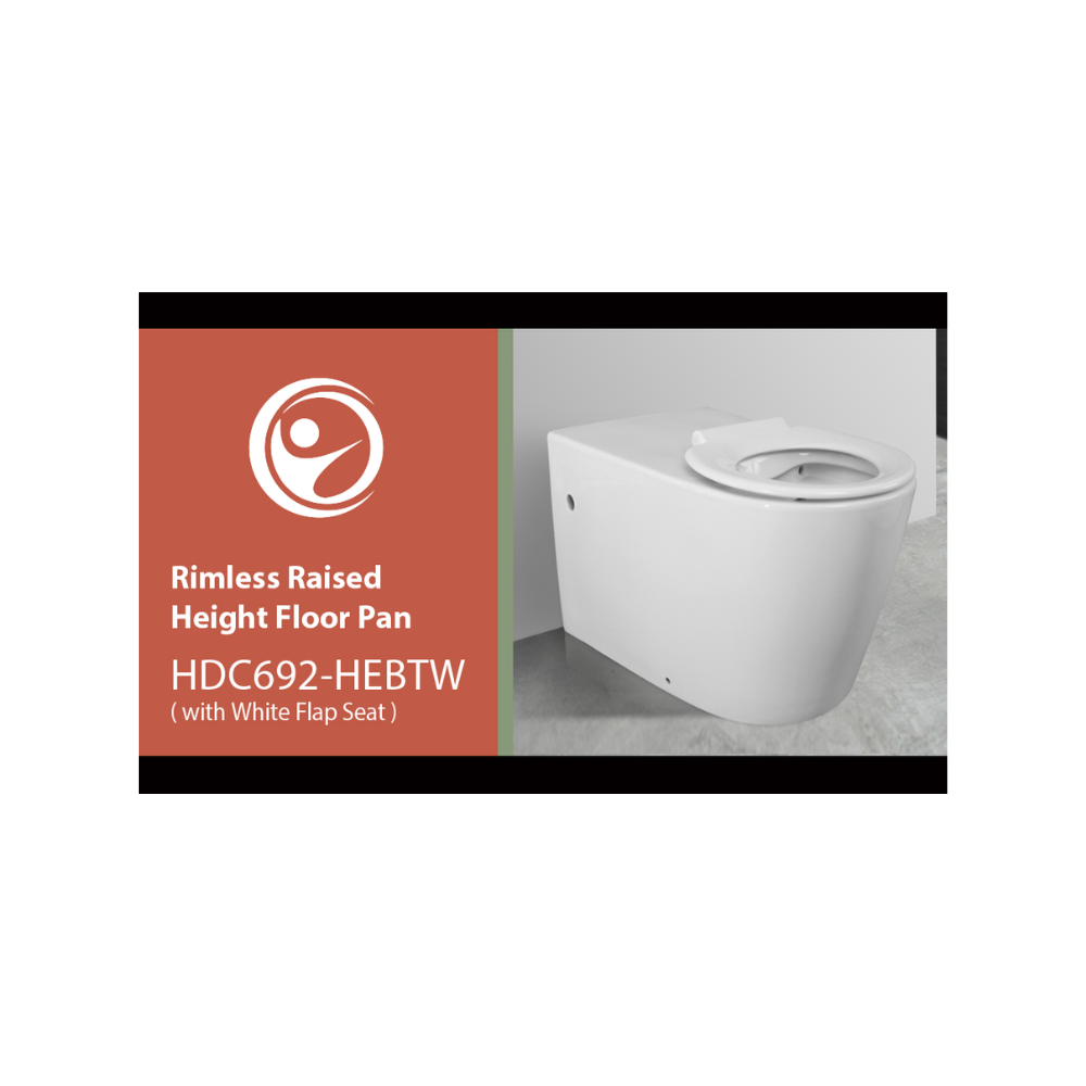 Toilet Pan 800mm AS1428.1 DDA Accessible - White Seat - HDC692-HEBTW