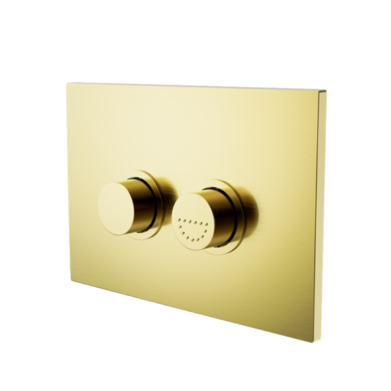 Toilet Raised Flush Button Panel AS1428.1 DDA Pneumatic Brushed Brass Gold - NRCRPL002BG