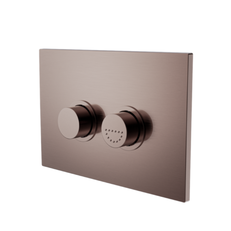 Toilet Raised Flush Button Panel AS1428.1 DDA Pneumatic Brushed Bronze - NRCRPL002BZ