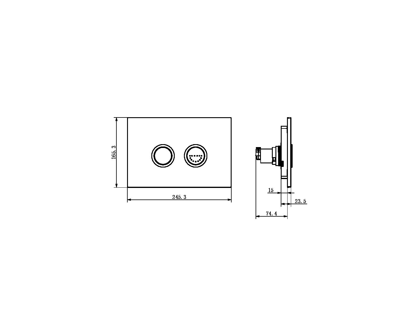 Toilet Raised Flush Button Panel AS1428.1 DDA Pneumatic Chrome - NRCRPL002CH