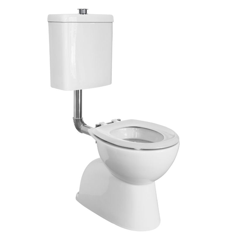 Toilet Suite 800mm Pan AS1428.1 DDA Raised Button White Seat and Button - HDC615-HG-583-WWC