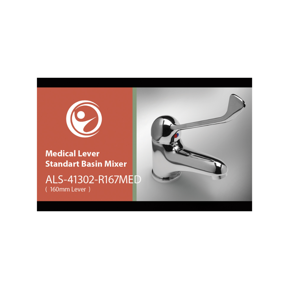 Standard Basin Mixer with Medical Handle Chrome - ALS-41302-R167MED