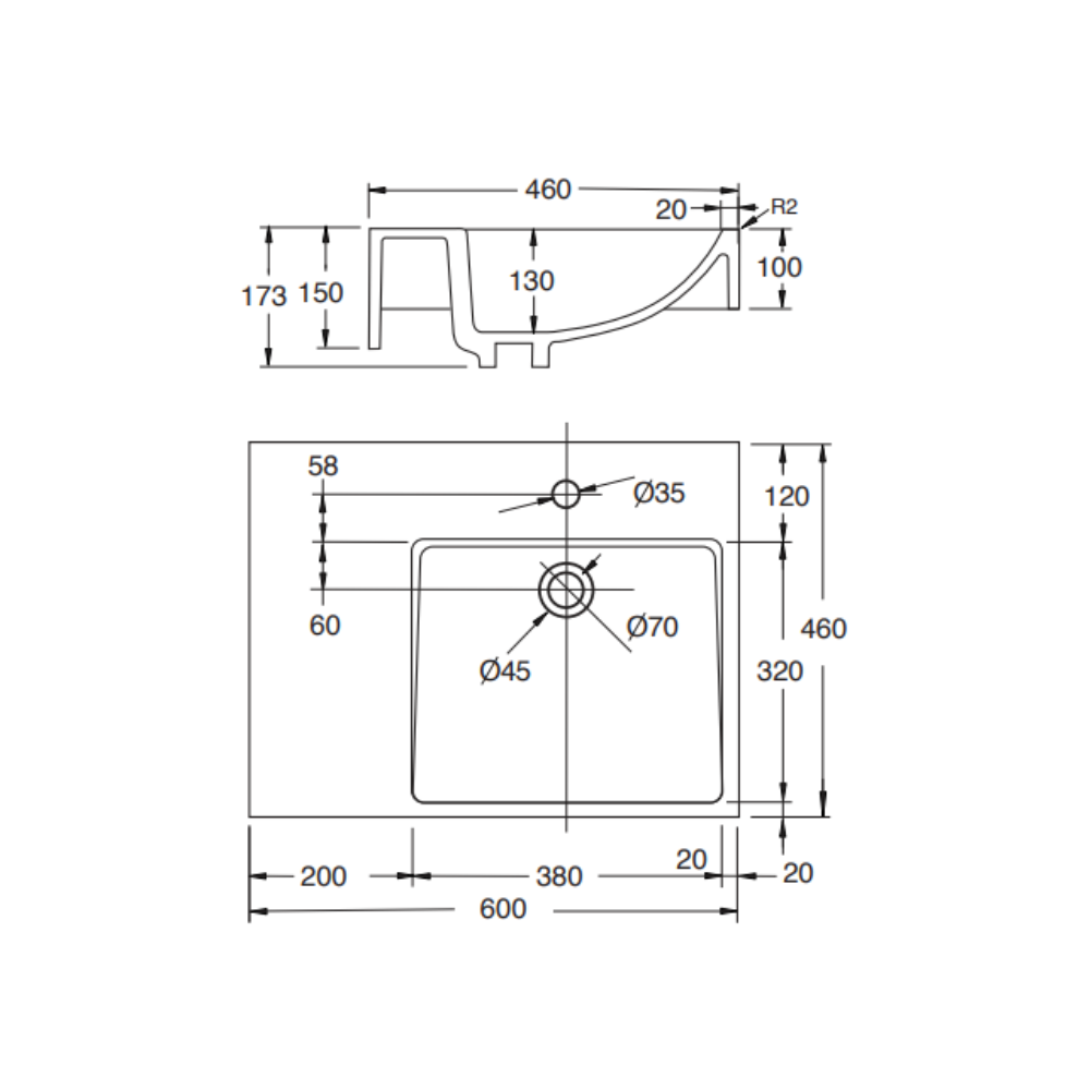 Washbasin Sink DDA Accessible AS1428.1 Modern Wall Hung with Right Hand Bowl Gloss White - PJ-6001RW