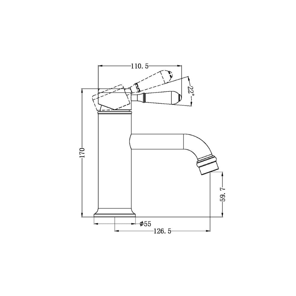 York Straight Basin Mixer With White Porcelain Lever Chrome - NR692101b01CH