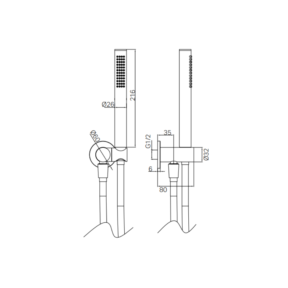 Zen SS316L Shower On Bracket Brushed Nickel - NR162205D02BN