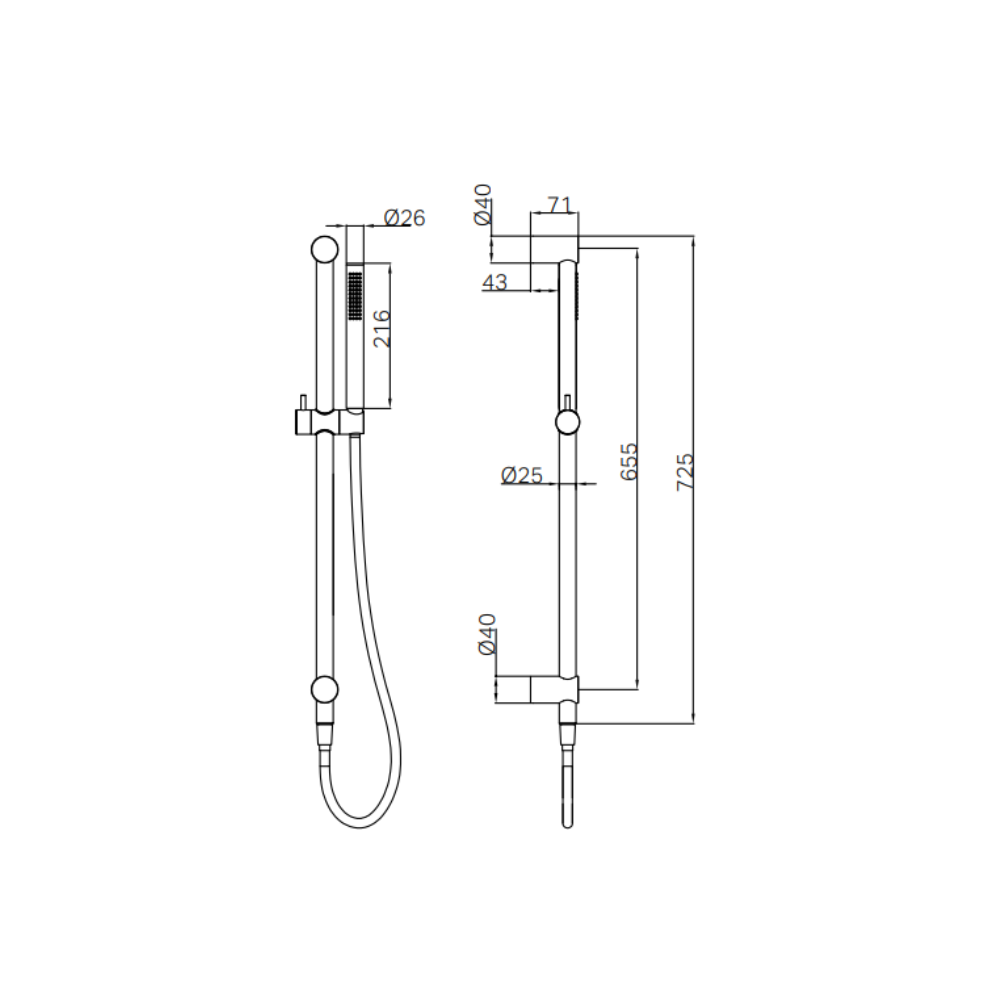 Zen SS316L Shower Rail Brushed Bronze - NR162205B02BZ
