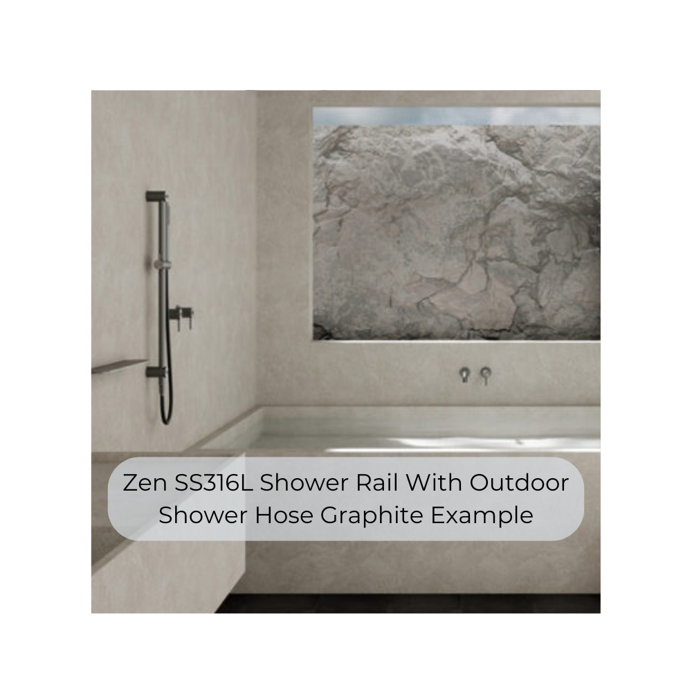 Zen SS316L Shower Rail With Outdoor Shower Hose Graphite - NR162205B01GR