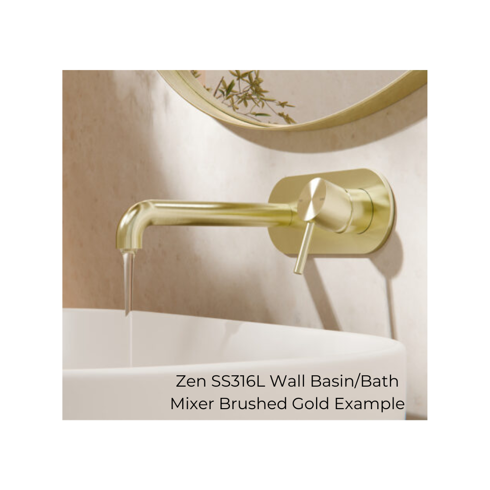 Zen SS316L Wall Basin/Bath Mixer 185mm Spout Graphite - NR162210A185GR