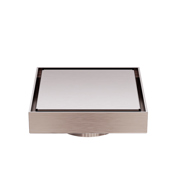 100mm Square Tile Insert Floor Waste 80mm Outlet Brushed Bronze - NRFW009BZ