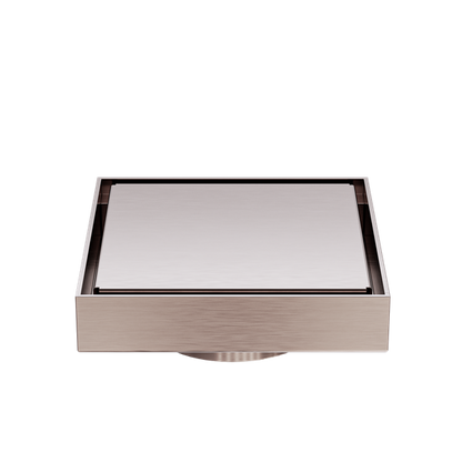 100mm Square Tile Insert Floor Waste 80mm Outlet Brushed Bronze - NRFW009BZ