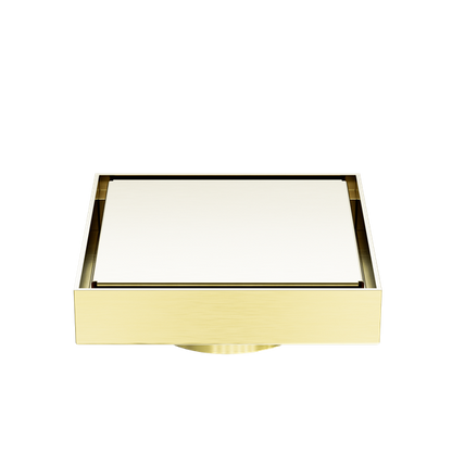 100mm Square Tile Insert Floor Waste 80mm Outlet Brushed Gold - NRFW009BG