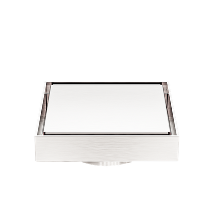 100mm Square Tile Insert Floor Waste 80mm Outlet Brushed Nickel - NRFW009BN