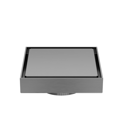 100mm Square Tile Insert Floor Waste 80mm Outlet Gun Metal - NRFW009GM