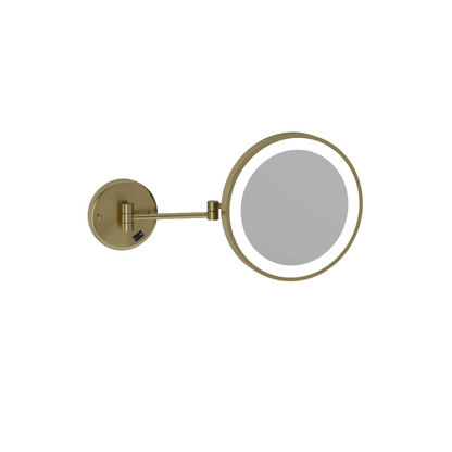 3x Magnification Brushed Brass Wall Mounted Shaving Makeup Mirror, 250mm Diameter with Concealed Wiring - L252CSMCBB