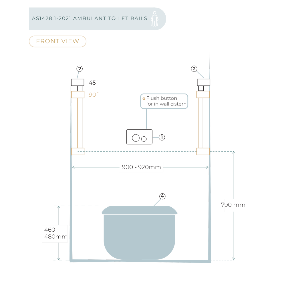 Ambulant and Standard In Wall Toilet Flush Button Plate Graphite - NRPL001GR