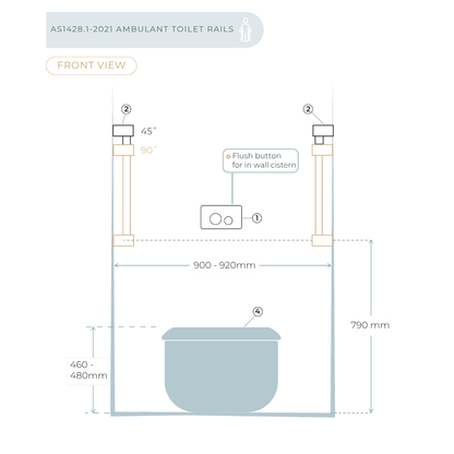 Ambulant and Standard In Wall Toilet Flush Button Plate Graphite - NRPL001GR