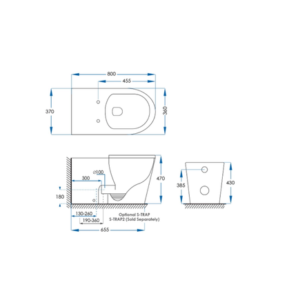 Avail Accessible Toilet Pan For In Wall Cistern with Grey Seat DDA AS1428.1 - ATPDDAG1