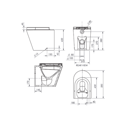 Avail Ambulant Toilet Pan Back To Wall for In Wall Cistern AS1428.1 - ATPAMBW1