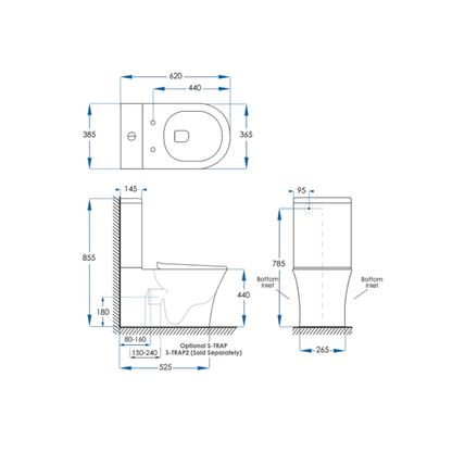 Avail Ambulant Toilet Suite 620mm with Cistern Wall Faced AS1428.1 - ATCPAMBW1
