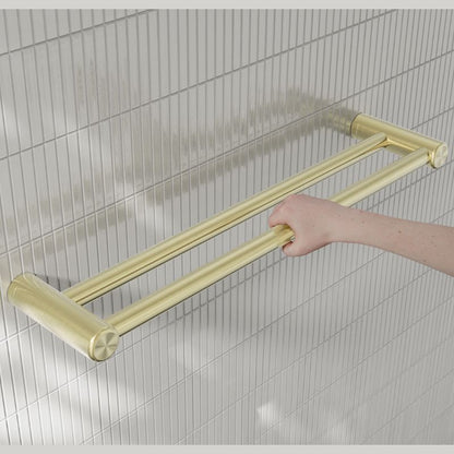 Calibre Mecca 25mm Double Towel Grab Rail 600mm Brushed Gold - NRCR2524DBG