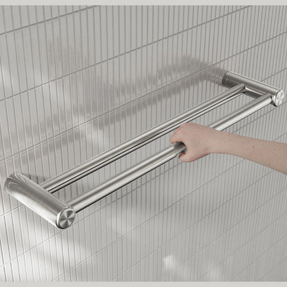 Calibre Mecca 25mm Double Towel Grab Rail 600mm Brushed Nickel - NRCR2524DBN