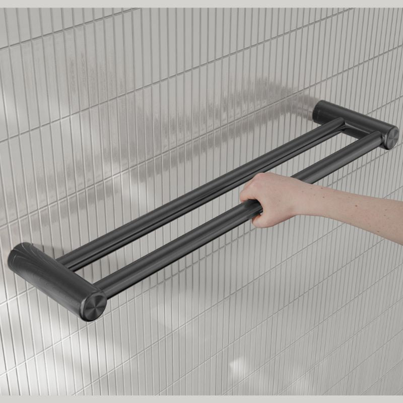 Calibre Mecca 25mm Double Towel Grab Rail 600mm Gun Metal - NRCR2524DGM