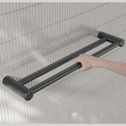 Calibre Mecca 25mm Double Towel Grab Rail 600mm Gun Metal - NRCR2524DGM