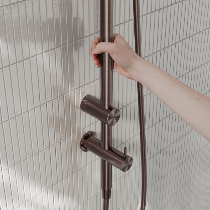 Calibre Mecca 25mm Grab Rail 900mm Twin Shower Set Brushed Bronze - NRCS007BZ