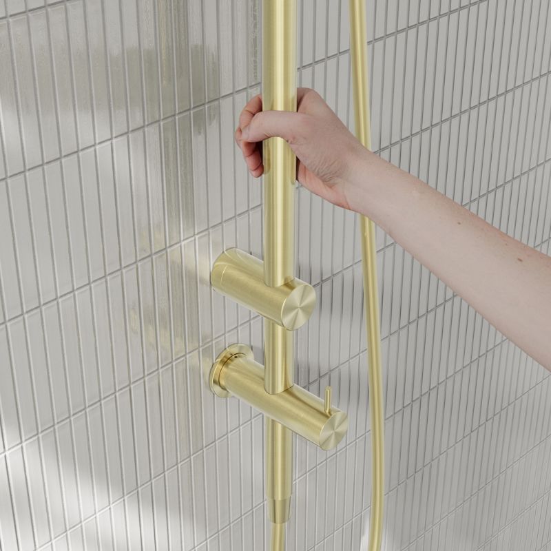 Calibre Mecca 25mm Grab Rail 900mm Twin Shower Set Brushed Gold - NRCS007BG