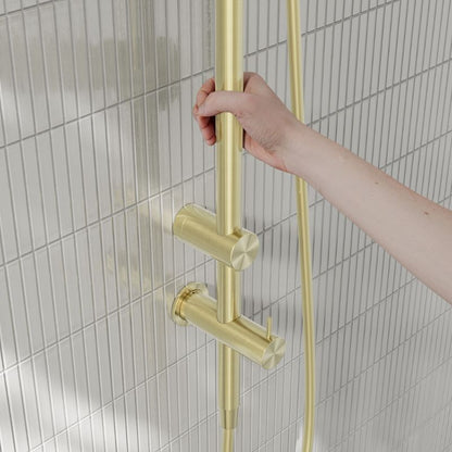 Calibre Mecca 25mm Grab Rail 900mm Twin Shower Set Brushed Gold - NRCS007BG