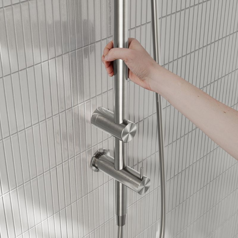 Calibre Mecca 25mm Grab Rail 900mm Twin Shower Set Brushed Nickel - NRCS007BN