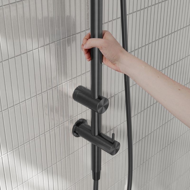 Calibre Mecca 25mm Grab Rail 900mm Twin Shower Set Gun Metal - NRCS007GM