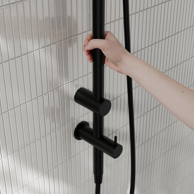 Calibre Mecca 25mm Grab Rail 900mm Twin Shower Set Matte Black - NRCS007MB