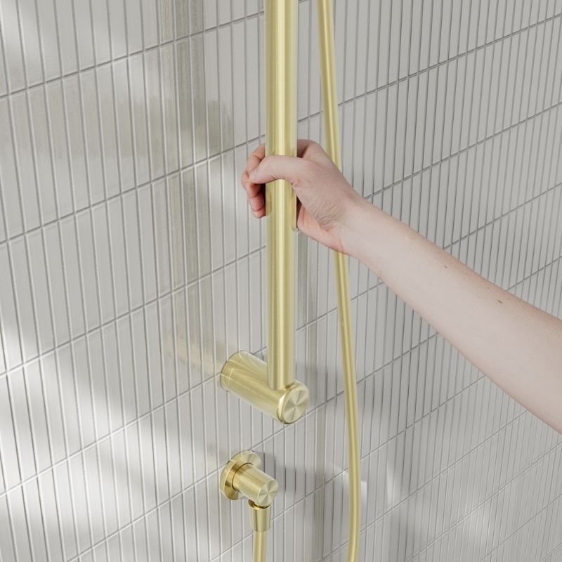 Calibre Mecca 25mm Grab Rail And Adjustable Shower Rail Set 900mm Brushed Gold - NRCS004BG
